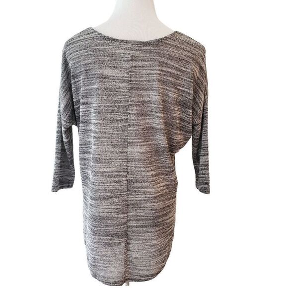 Olive & Oak Hi-Low 3/4 Sleeve Top Sheer Dolman Tunic  Small Black White - Picture 4 of 8